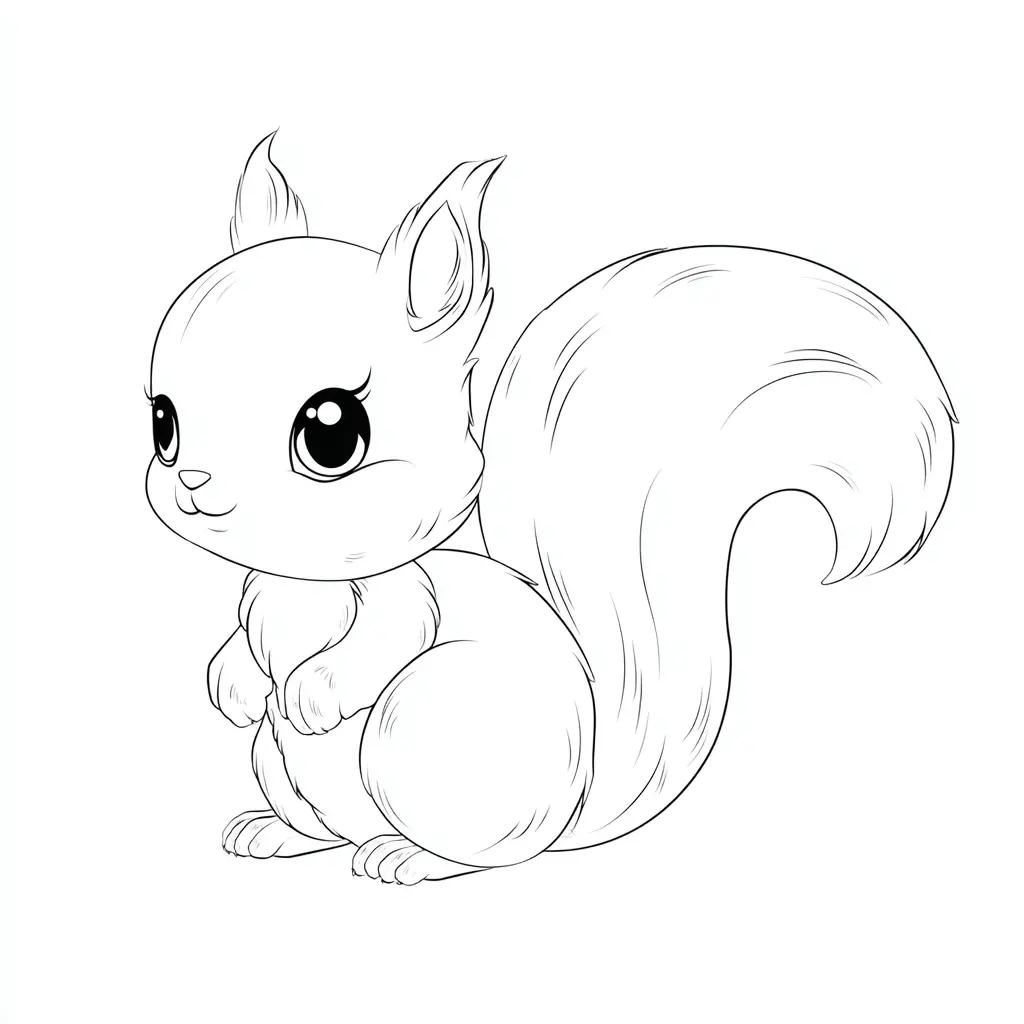 Dibujo de ardilla con ojos grandes para colorear Dibujo de ardilla con ojos grandes para colorear