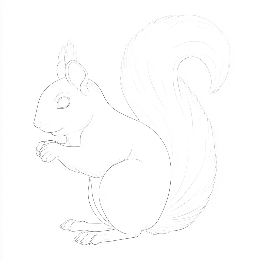 Dibujo de ardilla de trazo fino para colorear Dibujo de ardilla de trazo fino para colorear