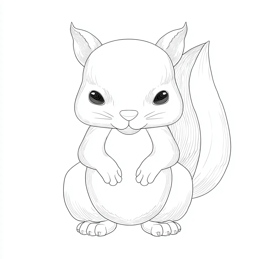 Dibujo de ardilla en línea artística para colorear Dibujo de ardilla en línea artística para colorear