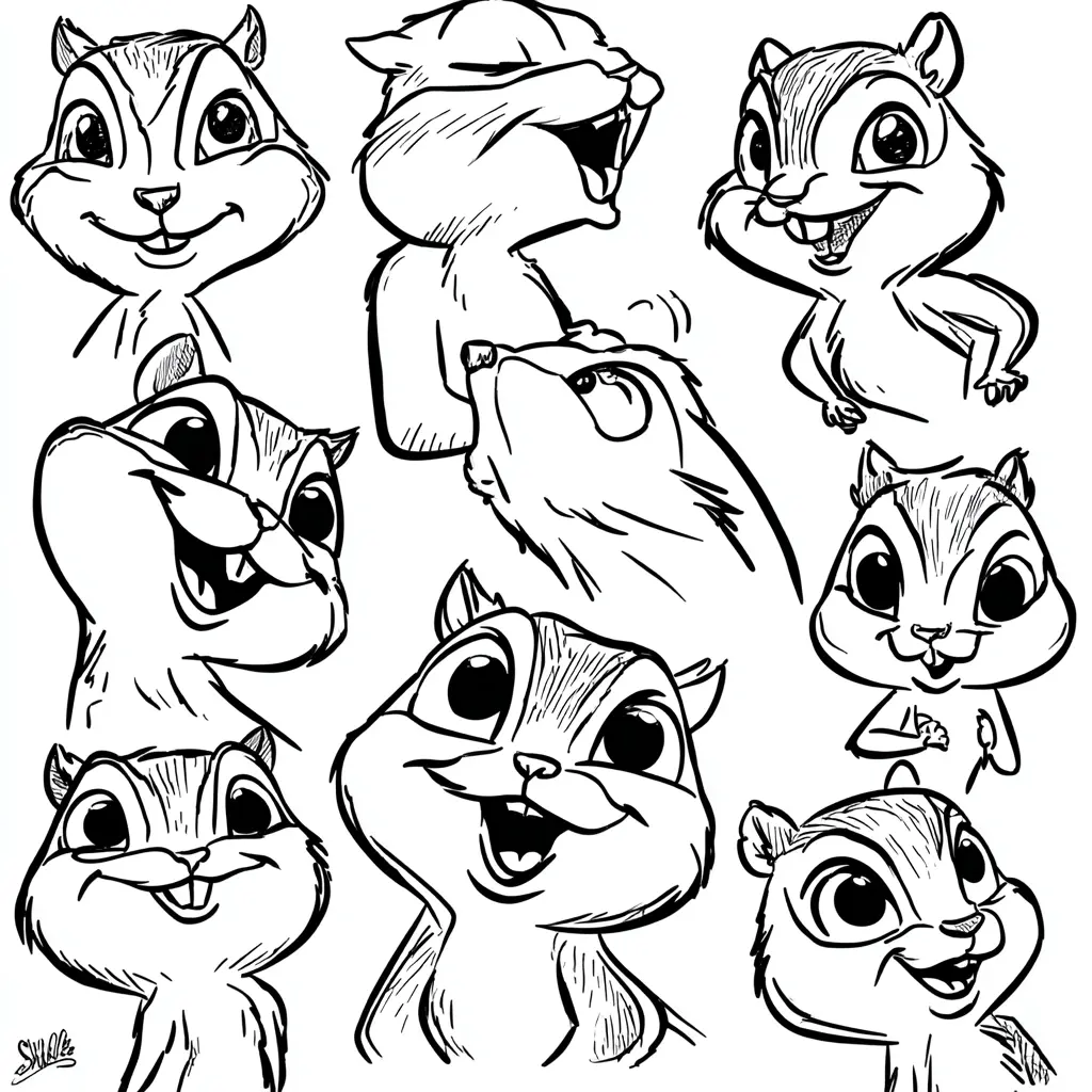 Dibujo de expresiones simpáticas de ardilla para colorear Dibujo de expresiones simpáticas de ardilla para colorear