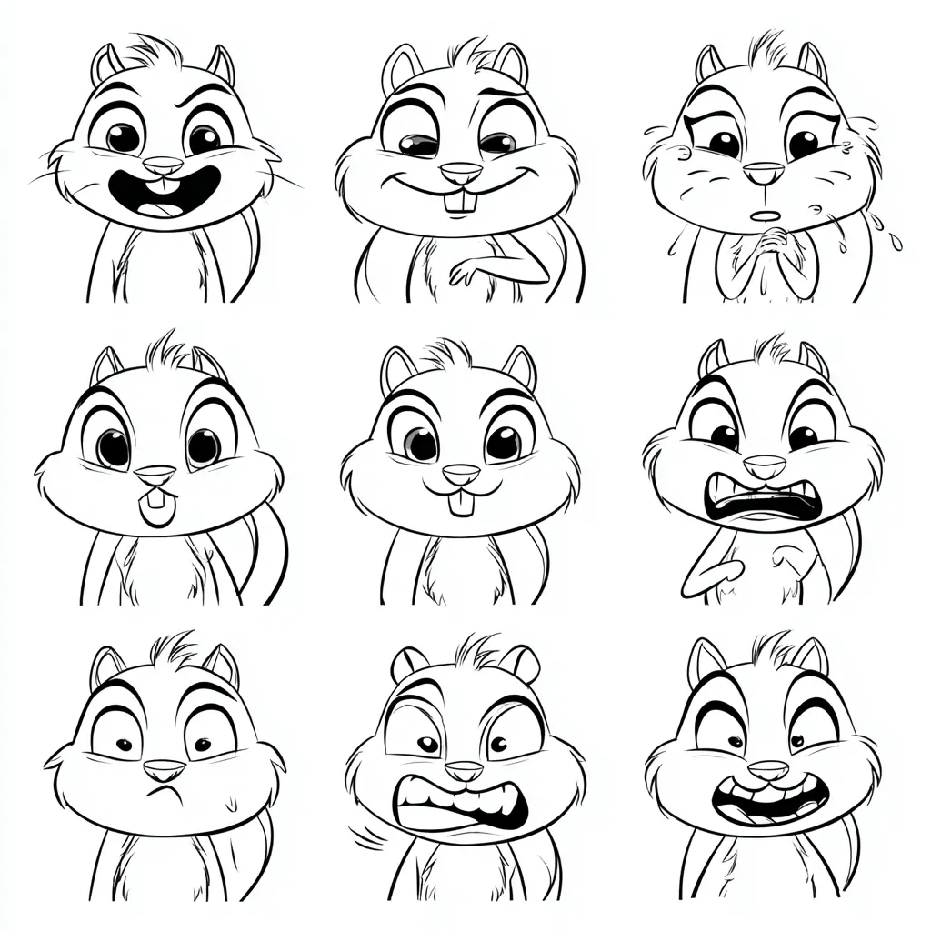 Dibujo de emociones de ardilla para colorear Dibujo de emociones de ardilla para colorear