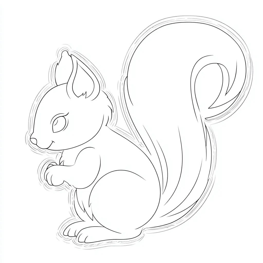 Dibujo de ardilla con trazos suaves para colorear Dibujo de ardilla con trazos suaves para colorear