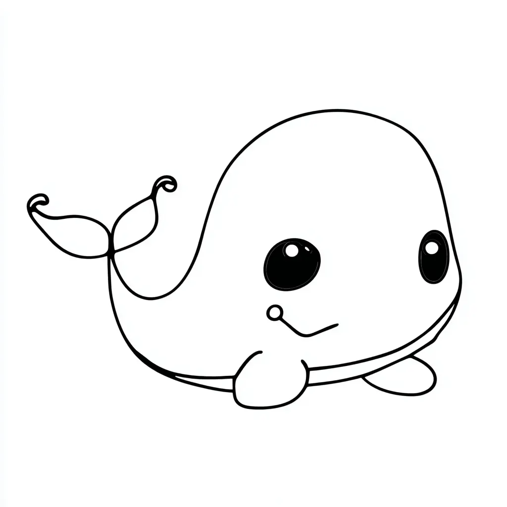 Dibujo de la ballenita kawaii para colorear Dibujo de la ballenita kawaii para colorear