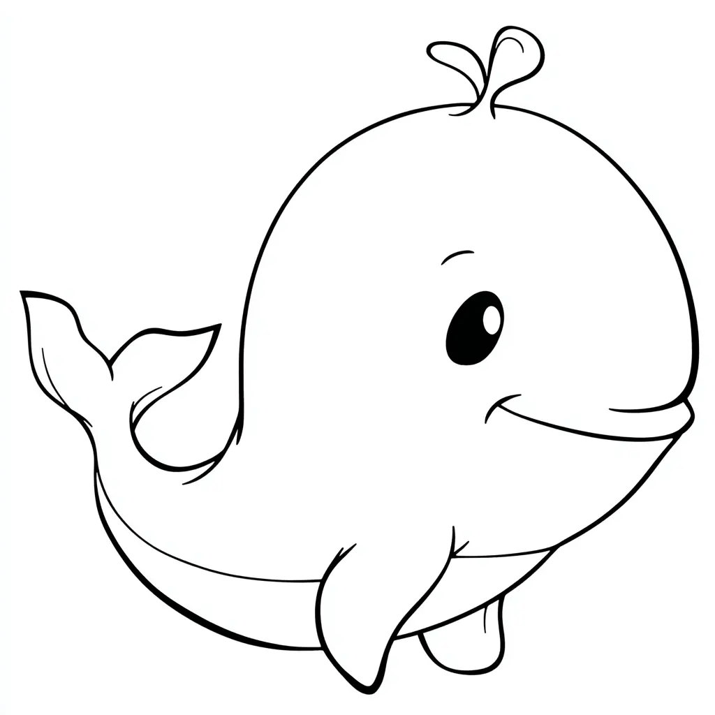 Dibujo de ballenita kawaii para colorear Dibujo de ballenita kawaii para colorear