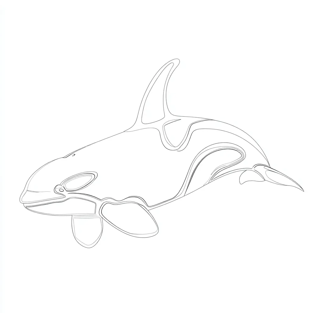 Dibujo de contorno de orca para colorear Dibujo de contorno de orca para colorear