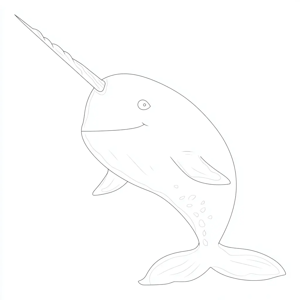 Dibujo de un narval sencillo para colorear Dibujo de un narval sencillo para colorear