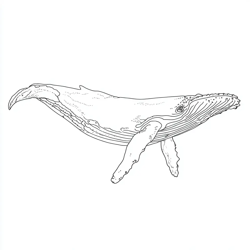 Dibujo de perfil de ballena jorobada para colorear Dibujo de perfil de ballena jorobada para colorear