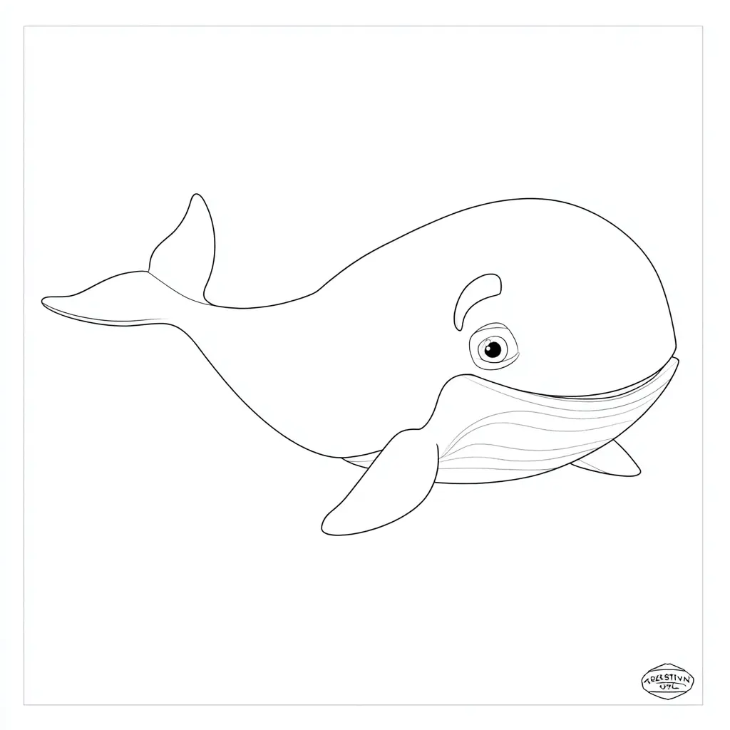 Dibujo de ballena fácil para colorear Dibujo de ballena fácil para colorear