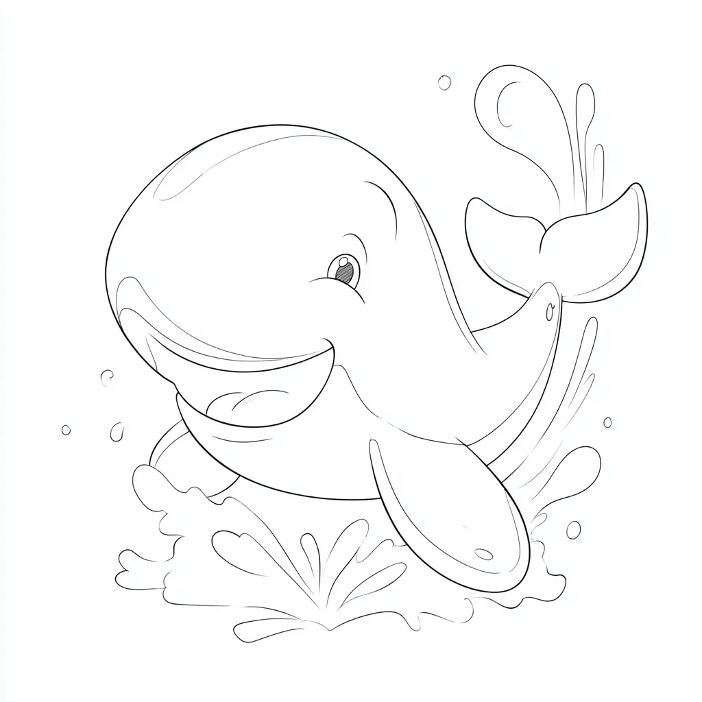 Dibujo de ballena divertida para colorear Dibujo de ballena divertida para colorear