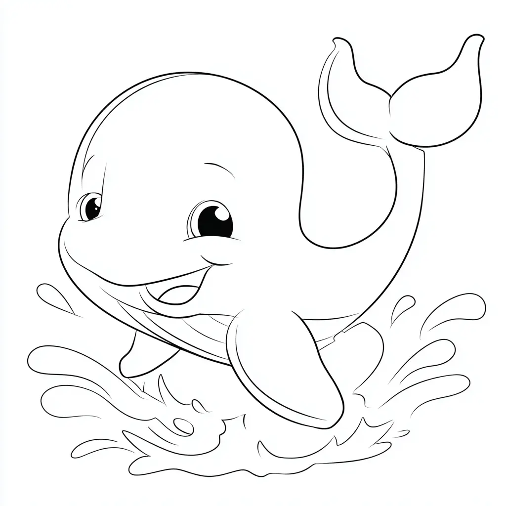 Dibujo de ballenita kawaii saltando para colorear Dibujo de ballenita kawaii saltando para colorear