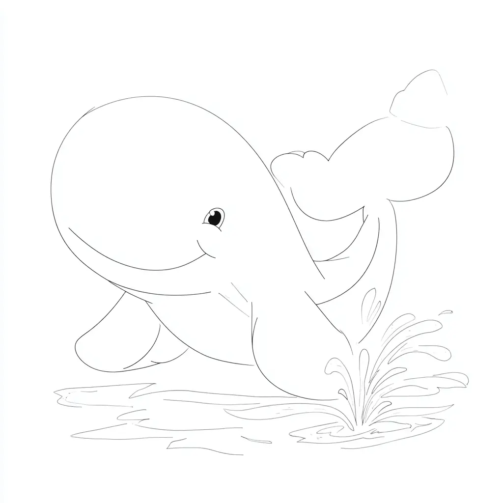 Dibujo de ballena de líneas finas para colorear Dibujo de ballena de líneas finas para colorear