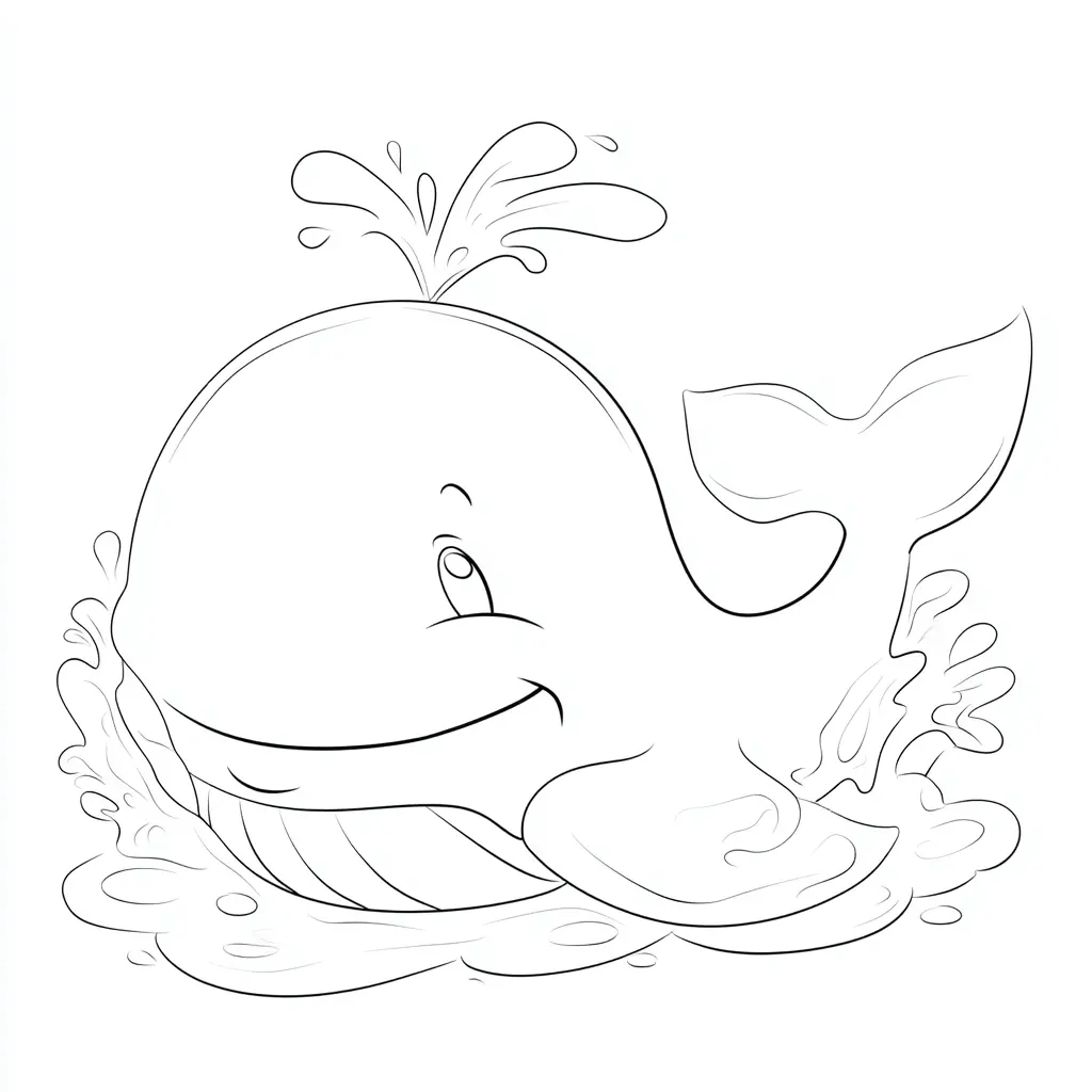 Dibujo de ballena contenta para colorear Dibujo de ballena contenta para colorear