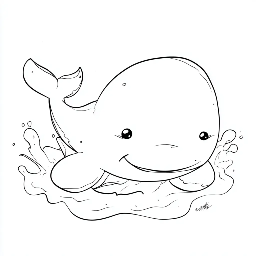 Dibujo de ballena alegre para colorear Dibujo de ballena alegre para colorear