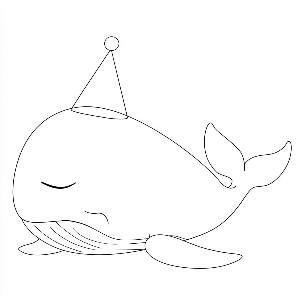 Dibujo de ballena con gorro cónico para colorear Dibujo de ballena con gorro cónico para colorear