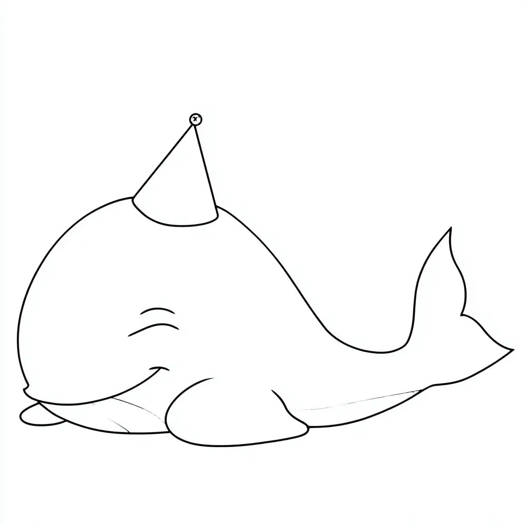 Dibujo de la ballena con gorro de fiesta para colorear Dibujo de la ballena con gorro de fiesta para colorear