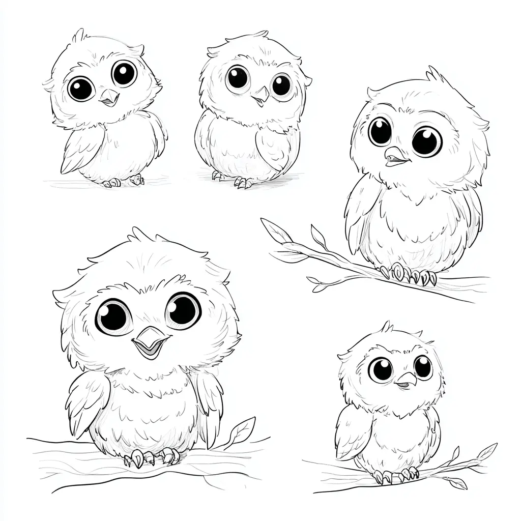 Dibujo de crías de búho para colorear
