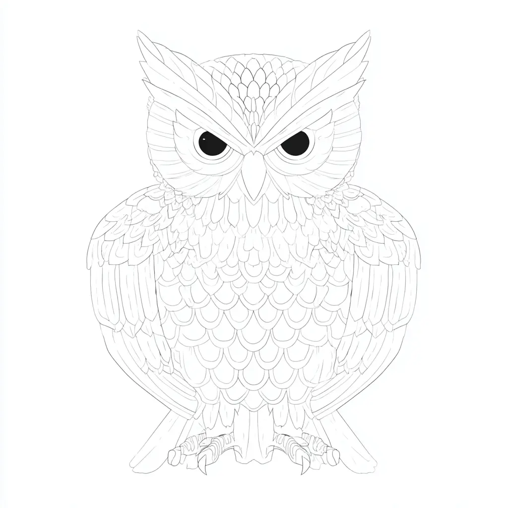 Dibujo de búho decorativo para colorear