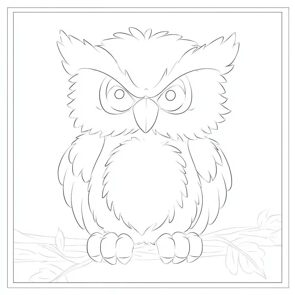 Dibujo de trazo de caricatura de búho para colorear