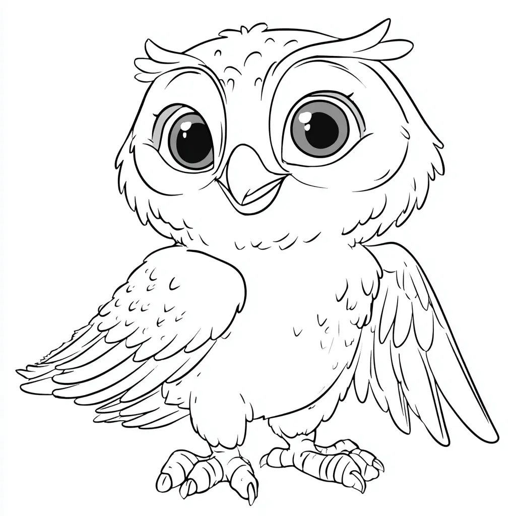 Dibujo de búho adorable cartoon para colorear