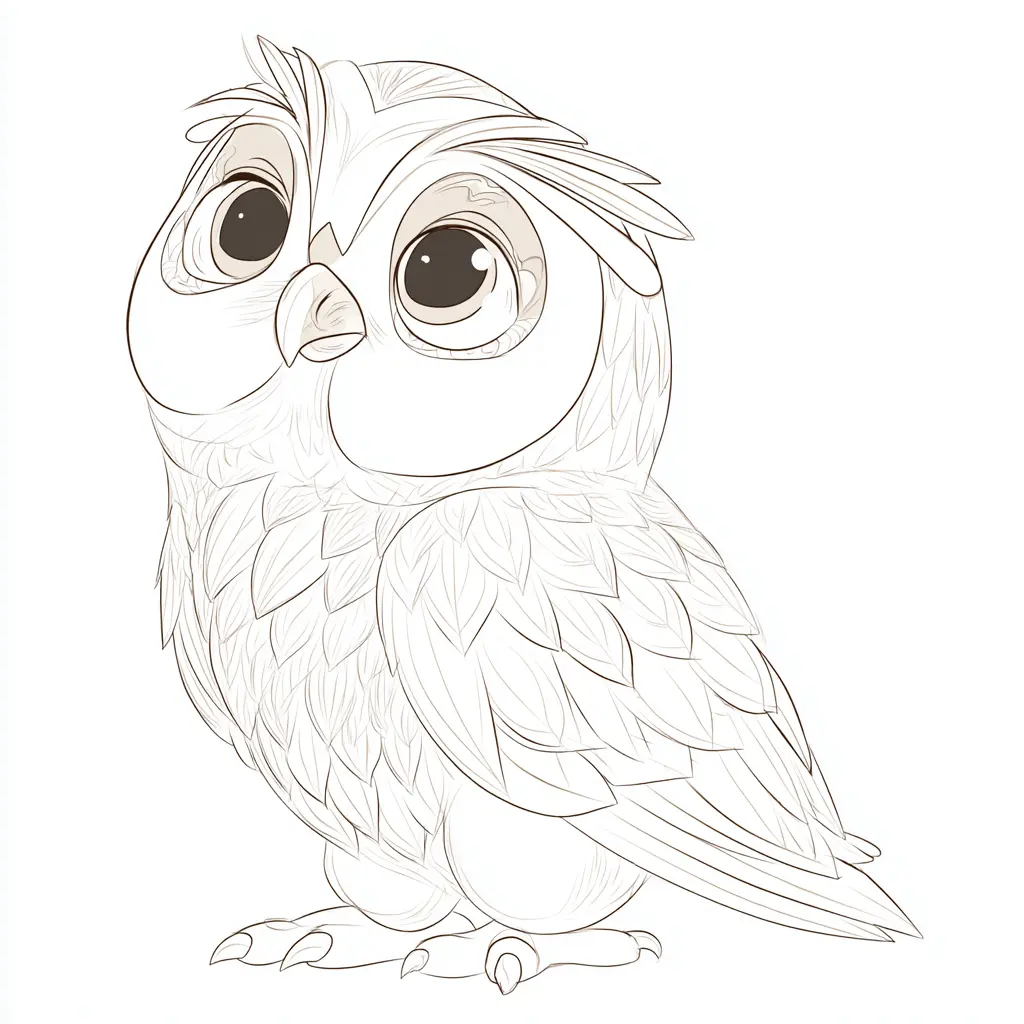Dibujo de búho a lápiz para colorear