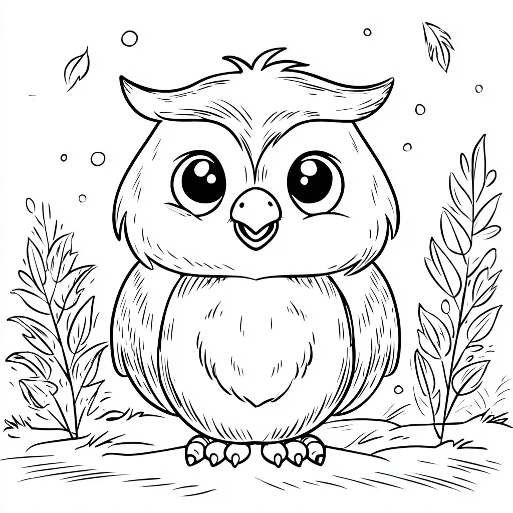 Dibujo de lindo búho en otoño para colorear