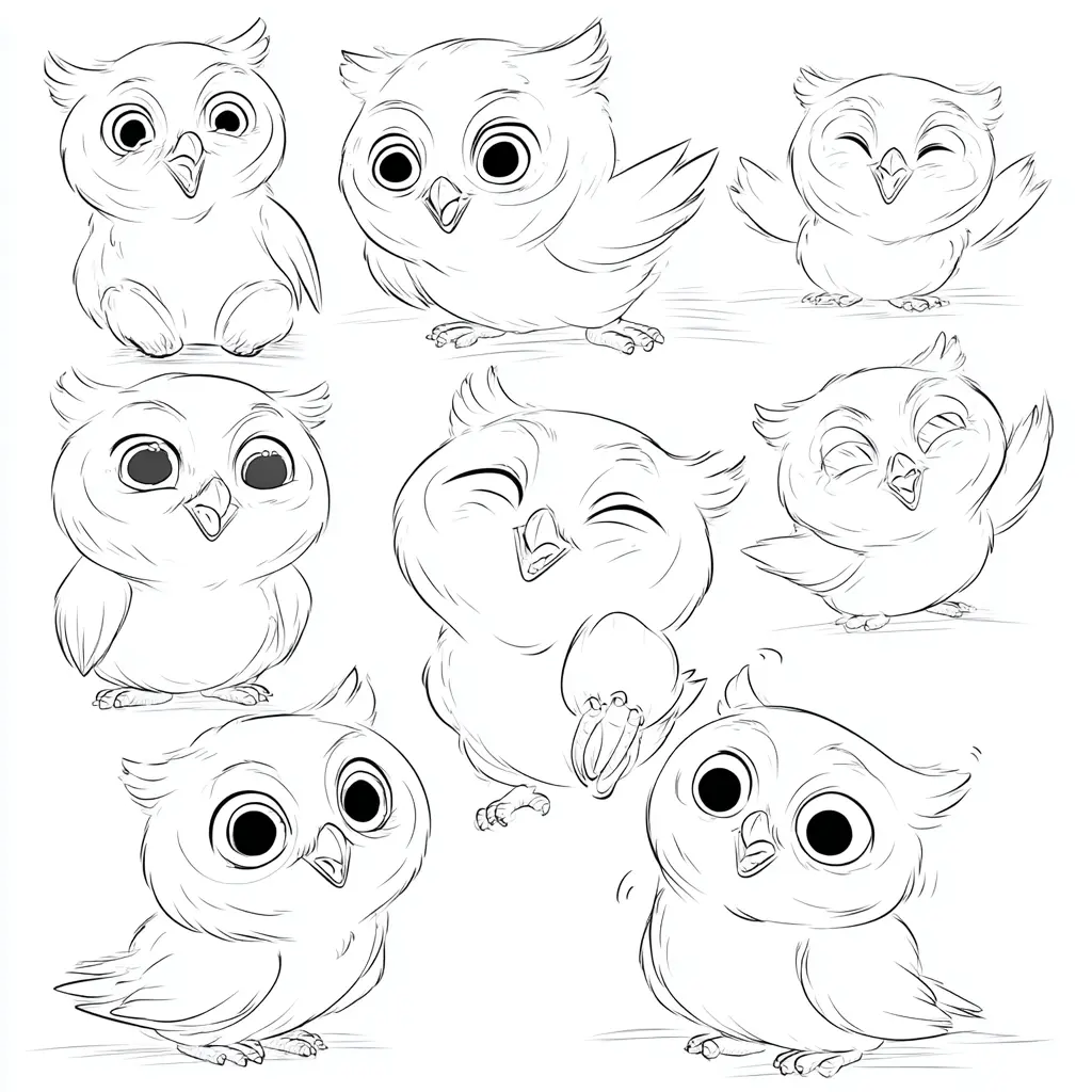 Dibujo de emociones de búho para colorear