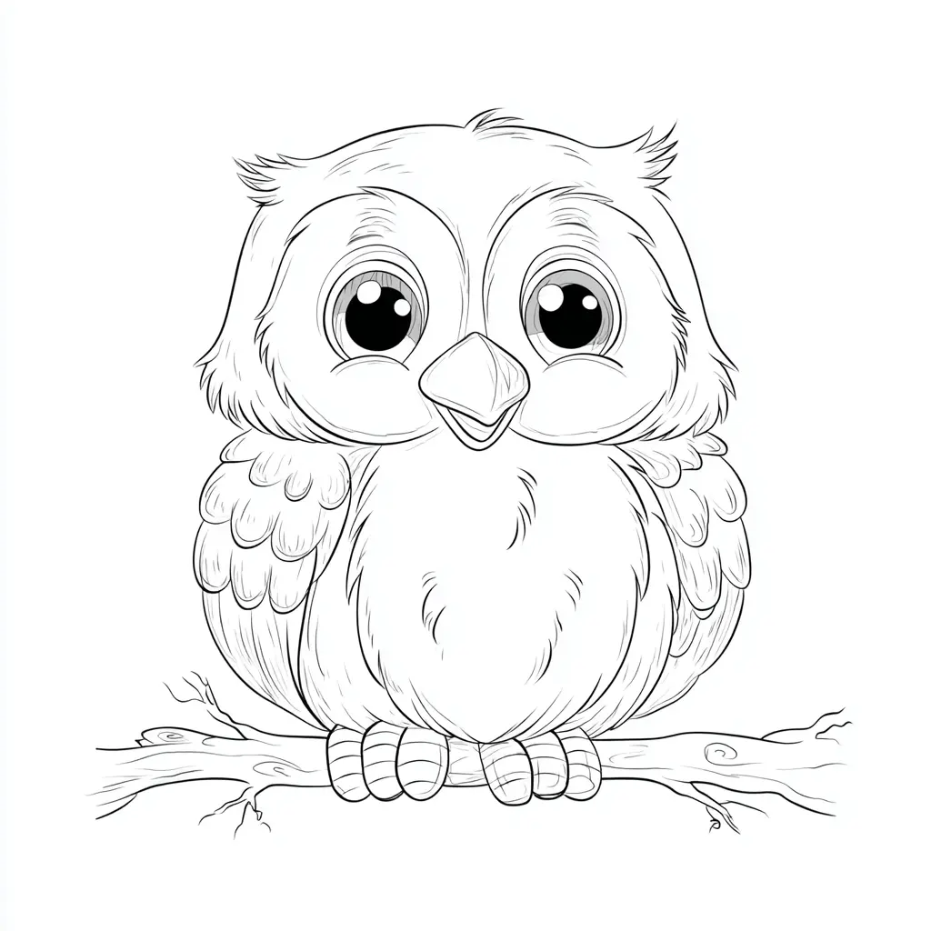 Dibujo de búho de mirada tierna para colorear