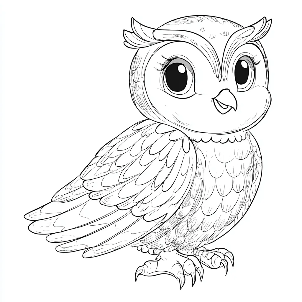 Dibujo de búho encantador para colorear