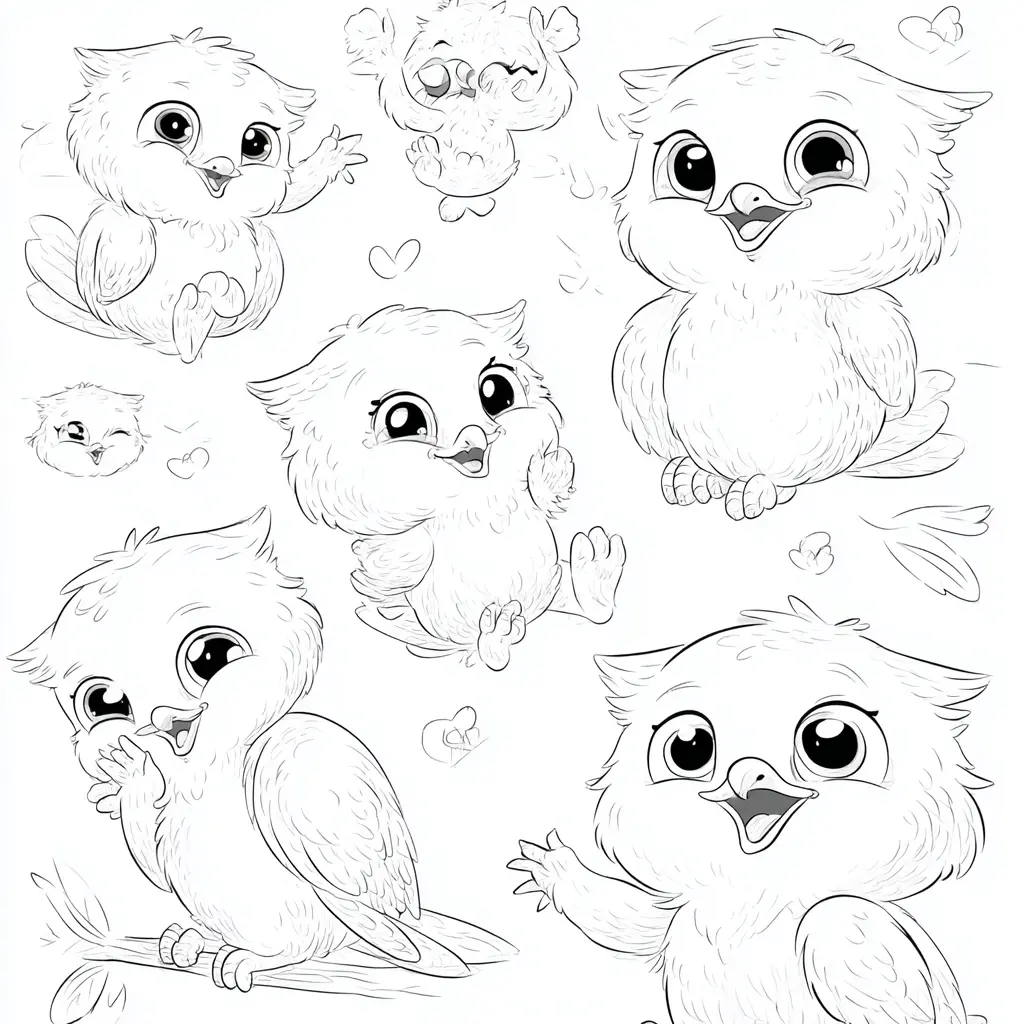 Dibujo de figuritas de pequeños búhos para colorear