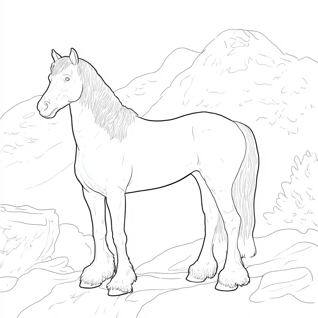 Dibujo de caballo burguete de montaña para colorear Dibujo de caballo burguete de montaña para colorear