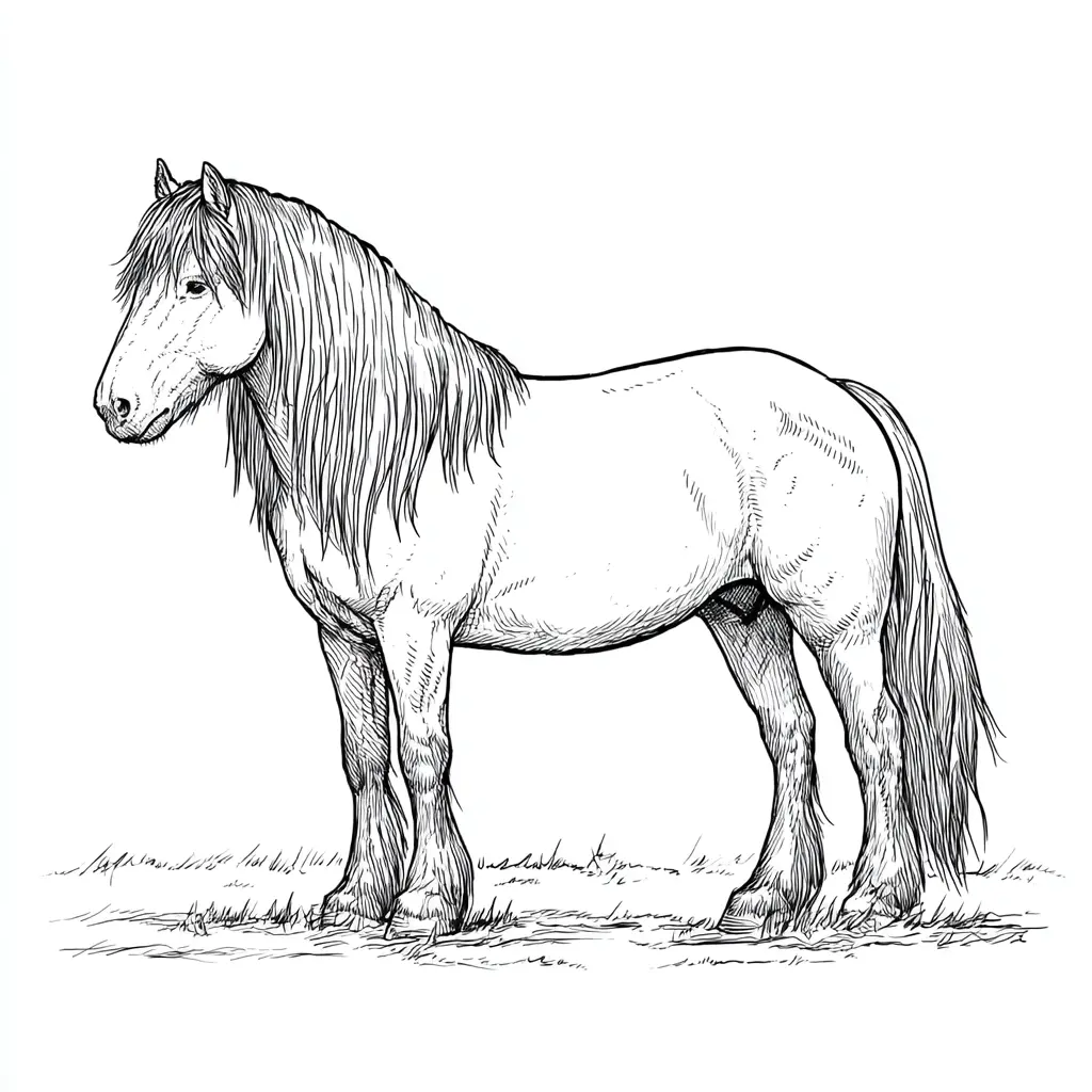 Dibujo de caballo burguete montañero para colorear Dibujo de caballo burguete montañero para colorear