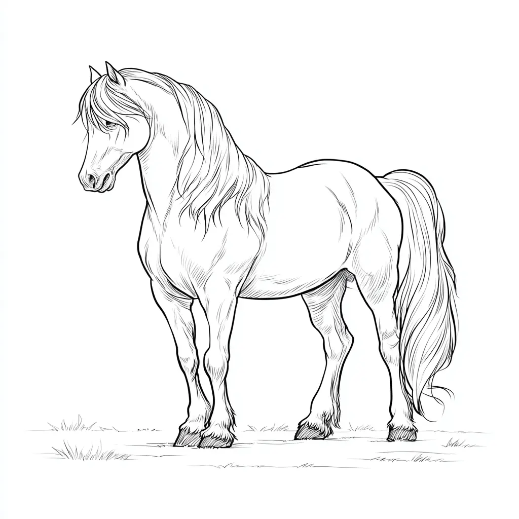 Dibujo de caballo burguete musculoso para colorear Dibujo de caballo burguete musculoso para colorear