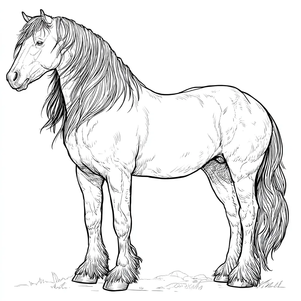 Dibujo de caballo burguete rústico para colorear Dibujo de caballo burguete rústico para colorear