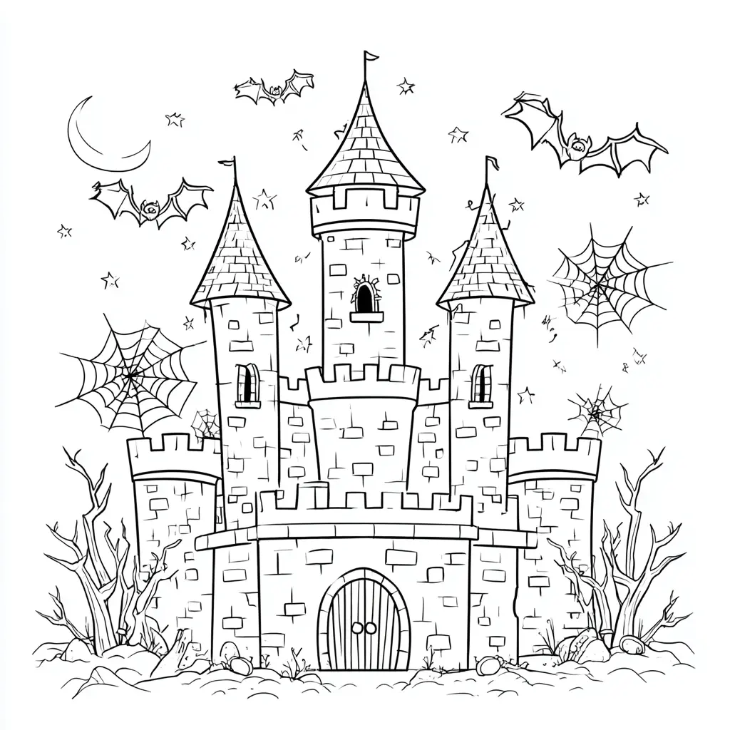 Dibujo de castillo de Halloween para colorear Dibujo de castillo de Halloween para colorear