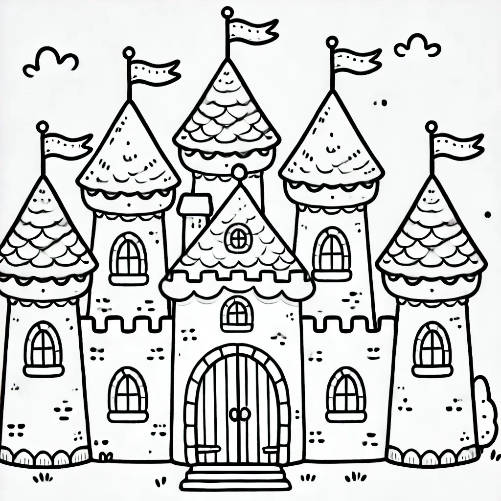 Dibujo de castillo de cuento infantil para colorear Dibujo de castillo de cuento infantil para colorear