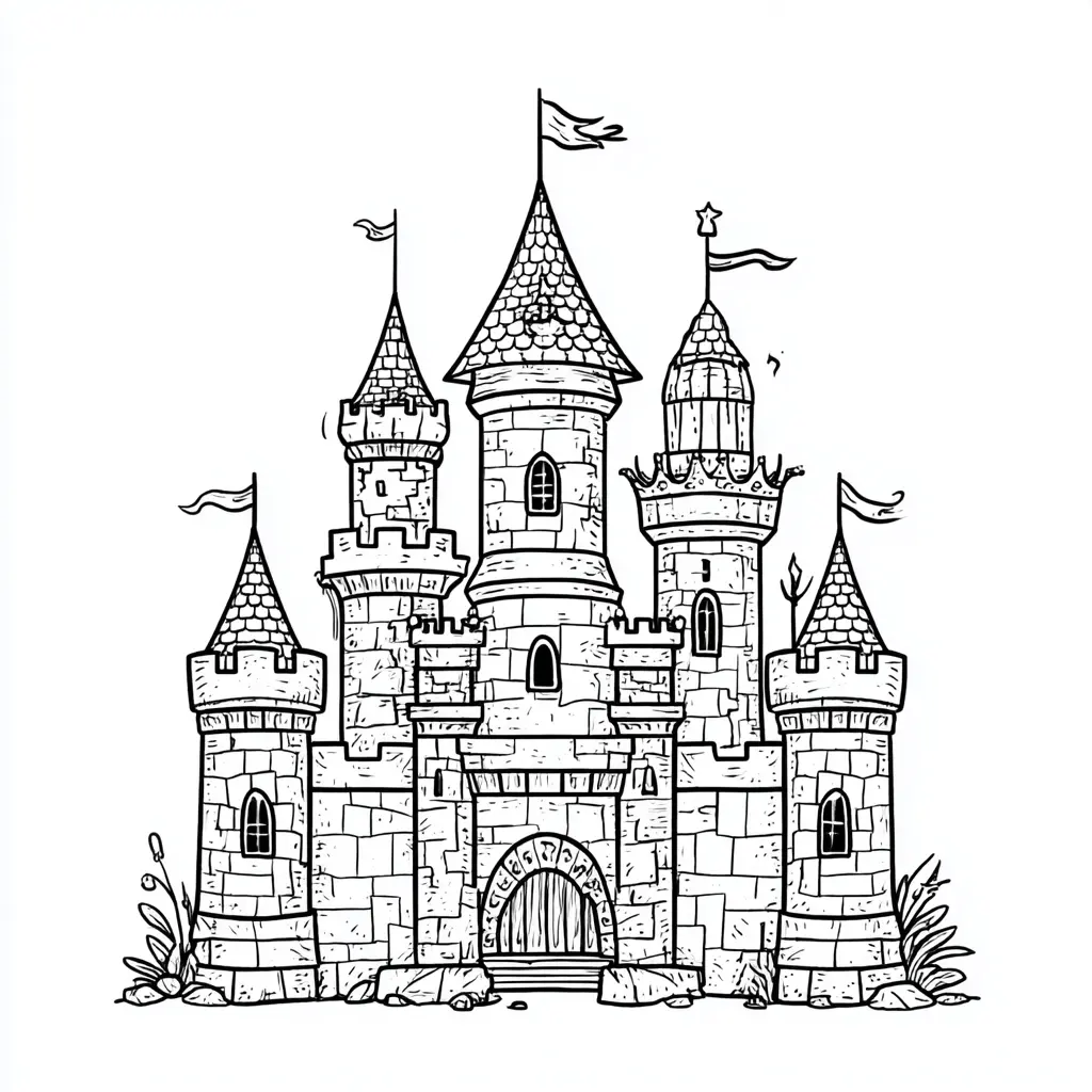 Dibujo de castillo de cuento de hadas para colorear Dibujo de castillo de cuento de hadas para colorear