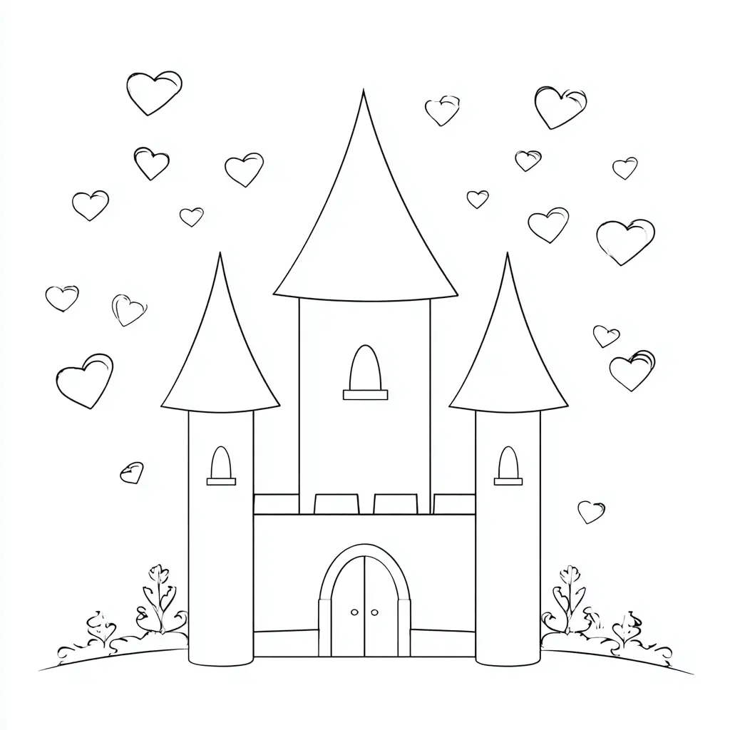 Dibujo de romántico castillo medieval para colorear Dibujo de romántico castillo medieval para colorear
