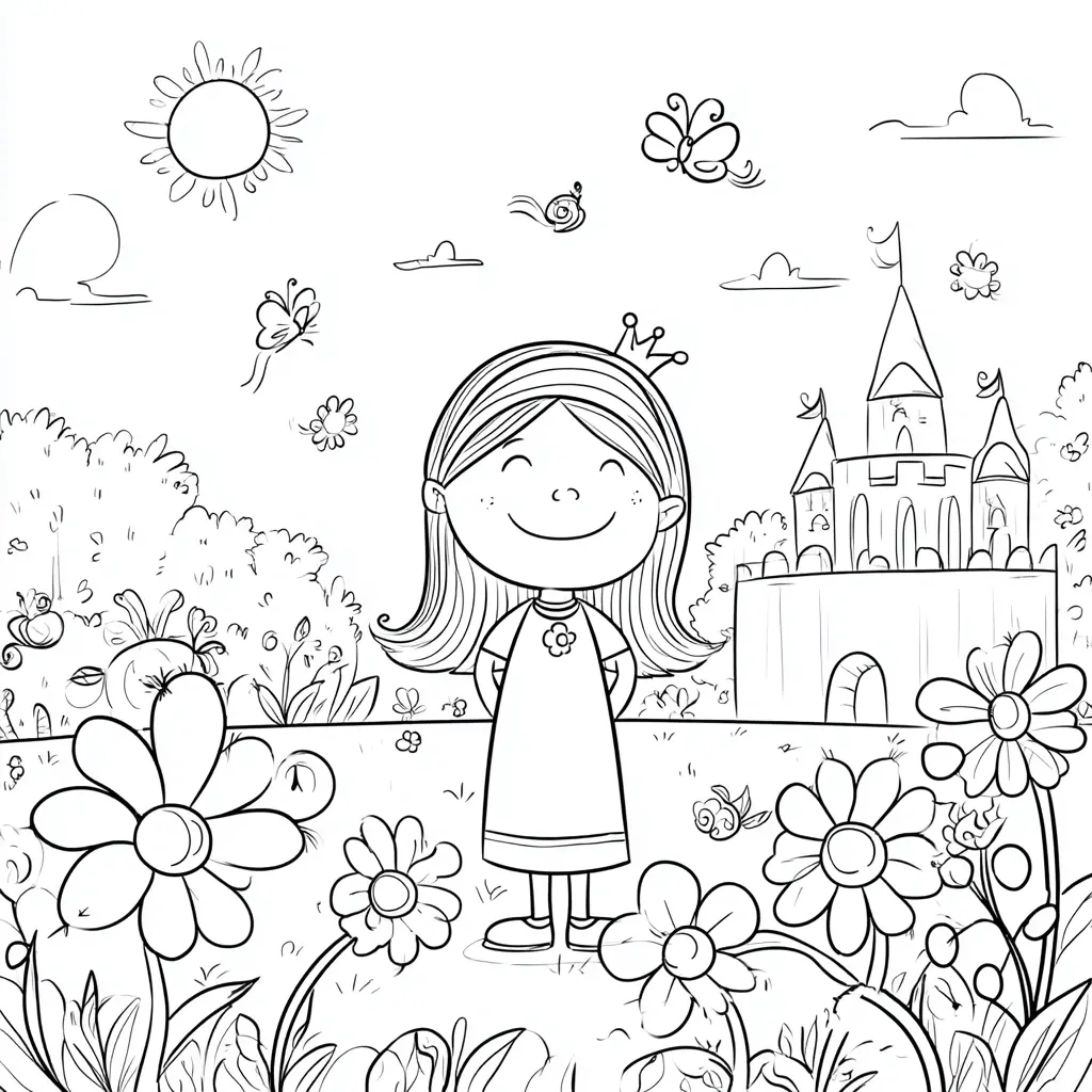 Dibujo de la princesita del castillo para colorear Dibujo de la princesita del castillo para colorear