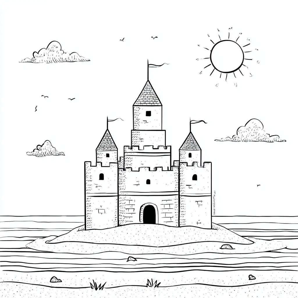 Dibujo de castillo fortaleza de piedra para colorear Dibujo de castillo fortaleza de piedra para colorear