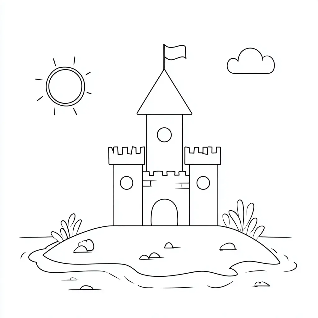 Dibujo de castillo con dos torres para colorear Dibujo de castillo con dos torres para colorear