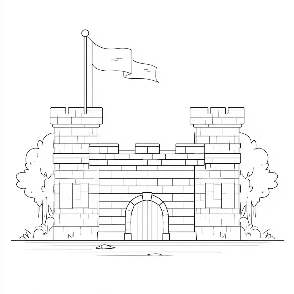 Dibujo de fachada simple de un castillo para colorear Dibujo de fachada simple de un castillo para colorear