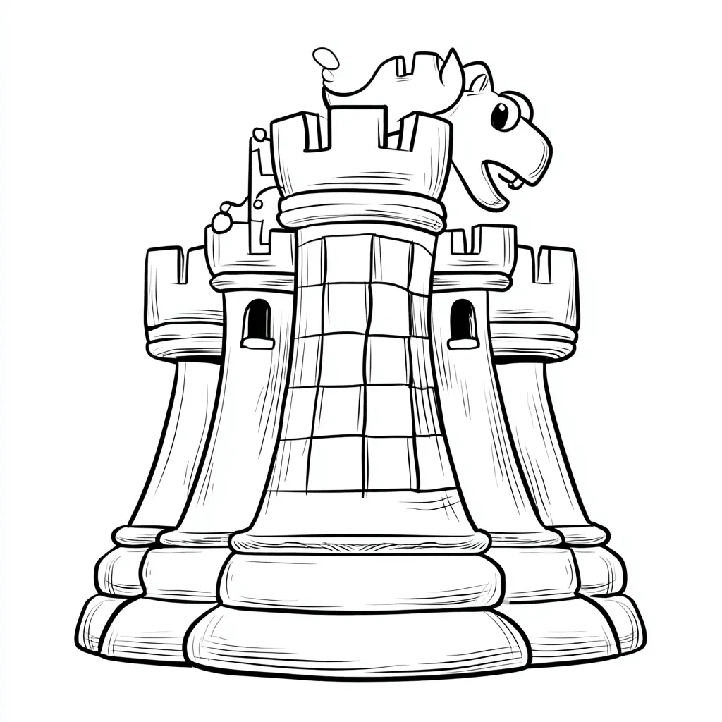 Dibujo de torres kawaii de ajedrez para colorear Dibujo de torres kawaii de ajedrez para colorear
