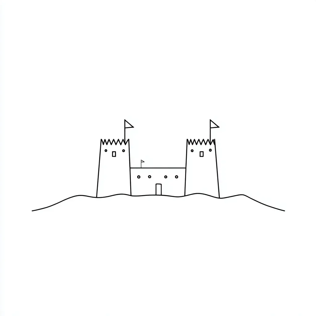 Dibujo de pequeño castillo del desierto para colorear Dibujo de pequeño castillo del desierto para colorear