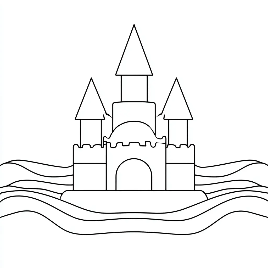 Dibujo de trazo simple de castillo para colorear Dibujo de trazo simple de castillo para colorear