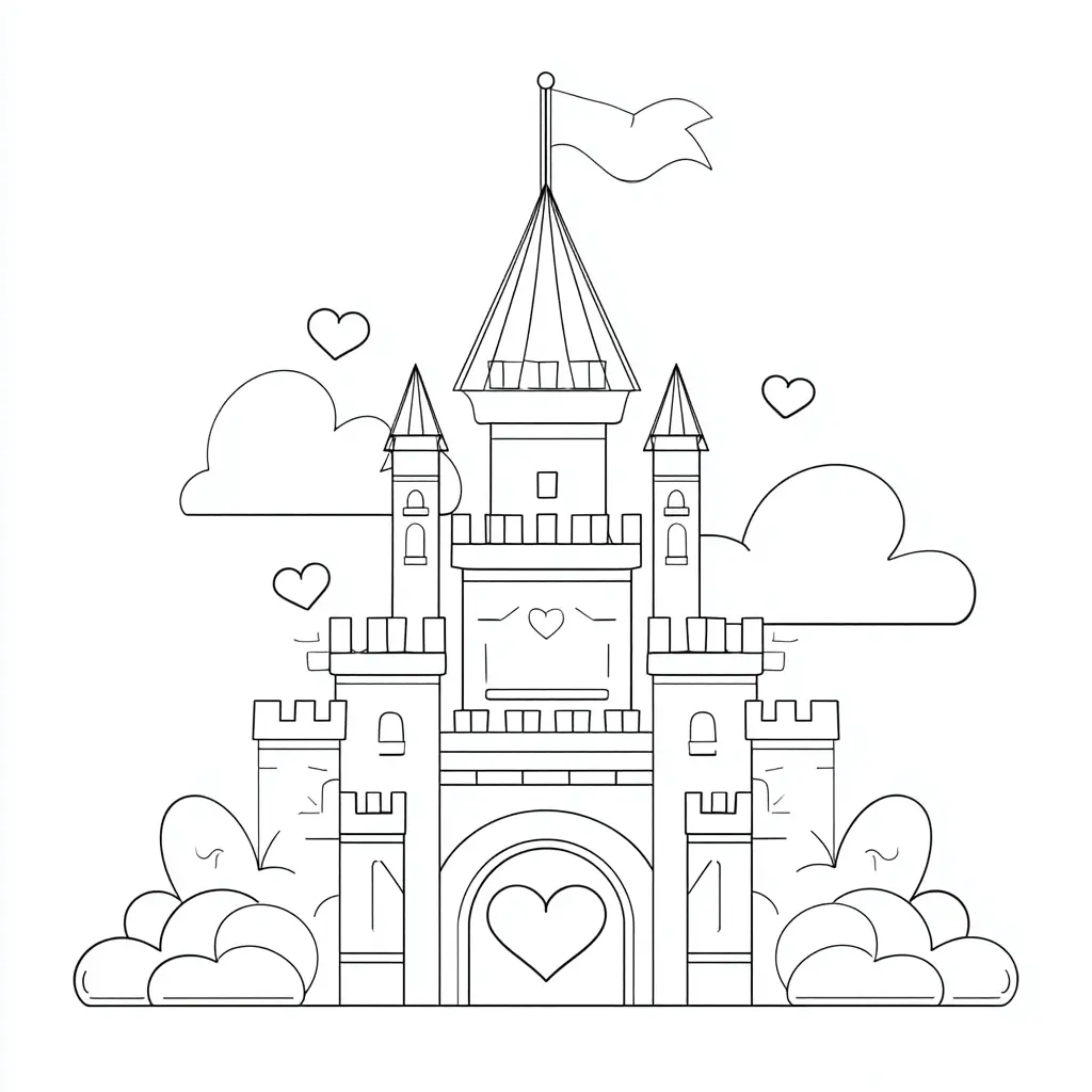Dibujo de lindo castillo de cuento para colorear Dibujo de lindo castillo de cuento para colorear