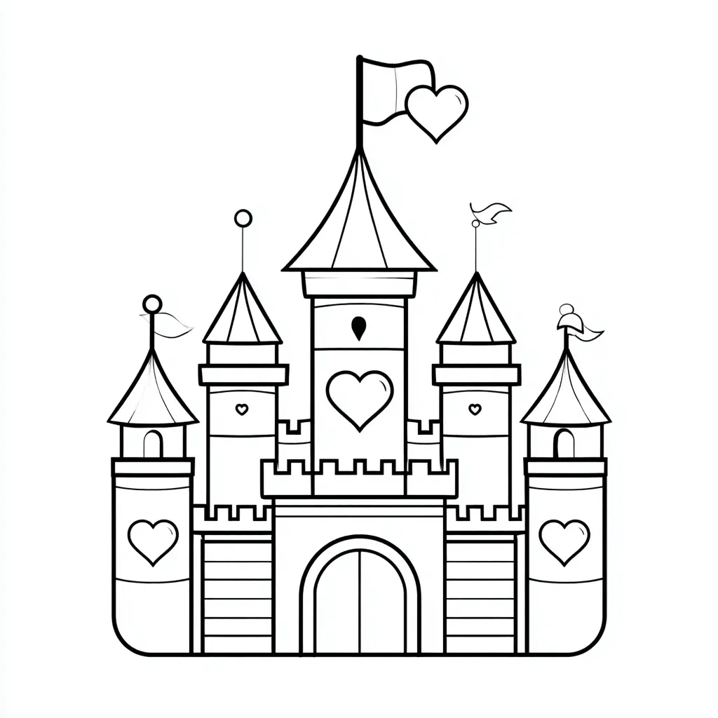 Dibujo de castillo de corazones para colorear Dibujo de castillo de corazones para colorear