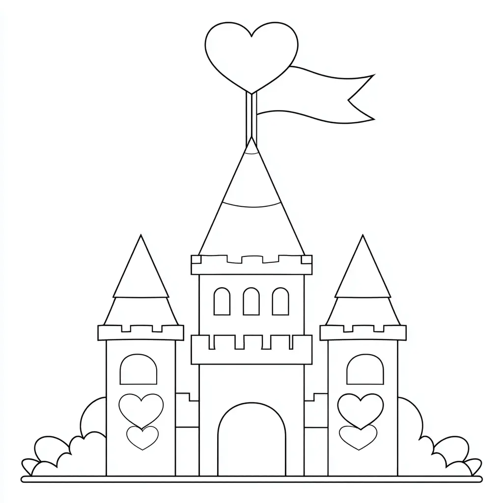 Dibujo de castillo del reino del amor para colorear Dibujo de castillo del reino del amor para colorear