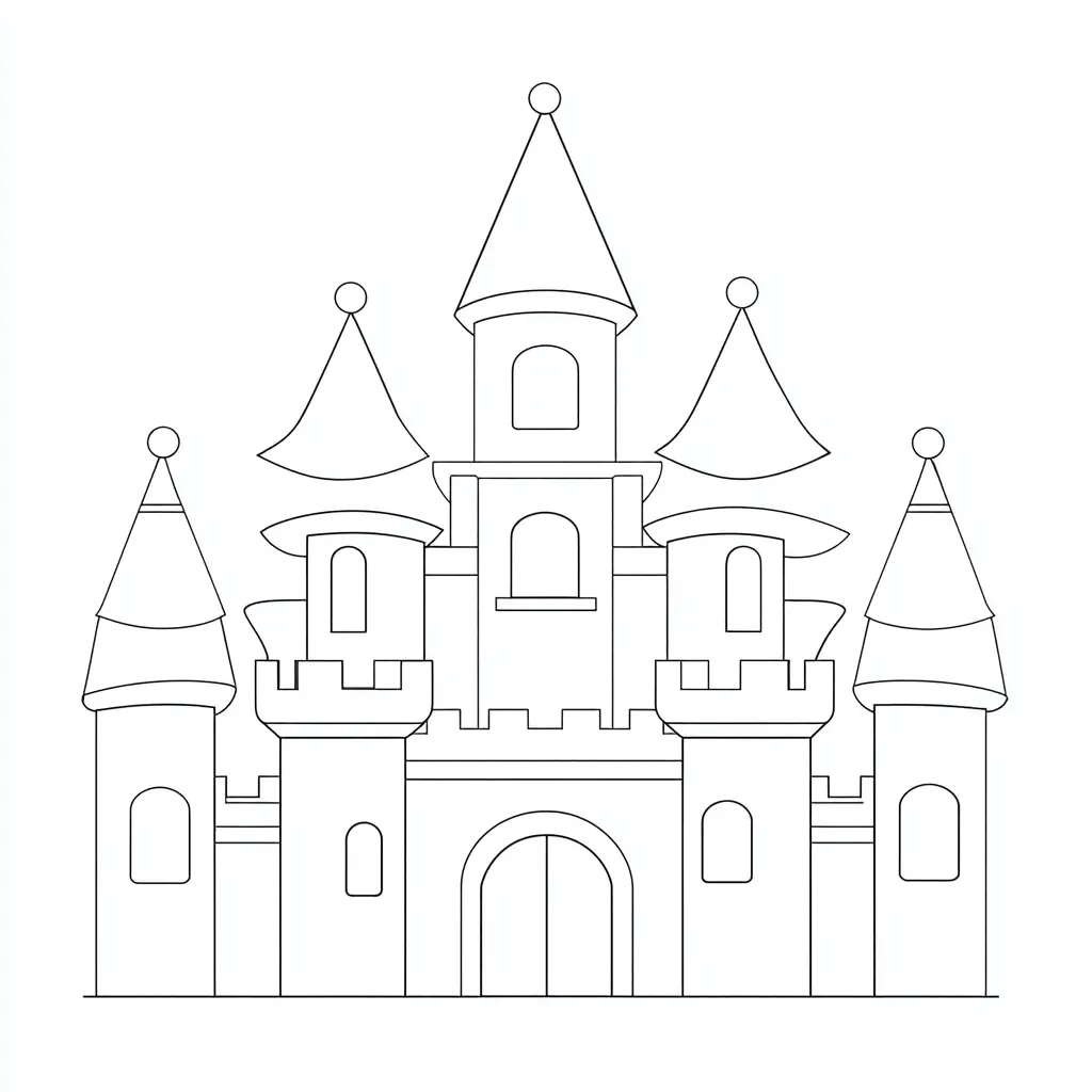 Dibujo de trazo de un castillo para colorear Dibujo de trazo de un castillo para colorear
