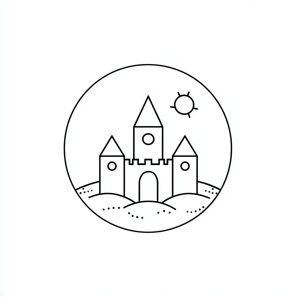 Dibujo de pegatina de castillo infantil para colorear Dibujo de pegatina de castillo infantil para colorear