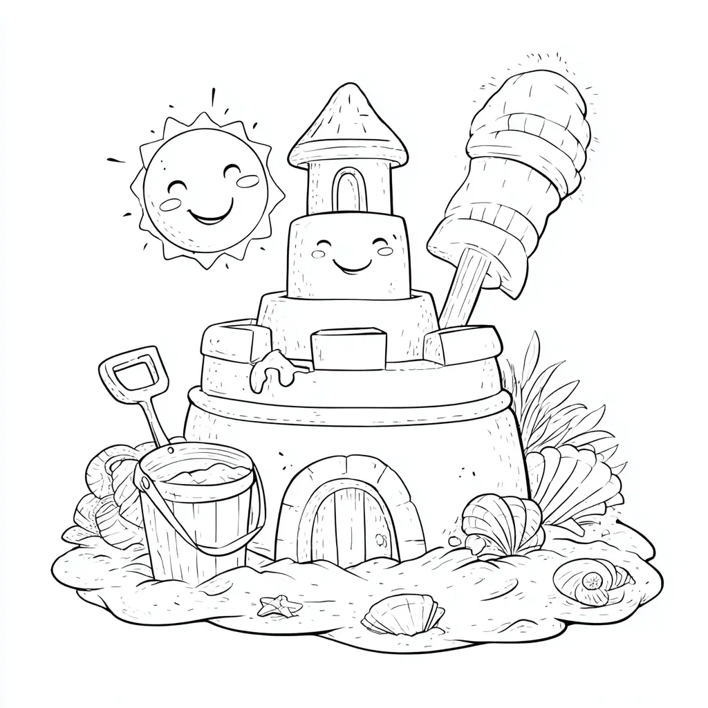 Dibujo de castillo infantil de arena para colorear Dibujo de castillo infantil de arena para colorear